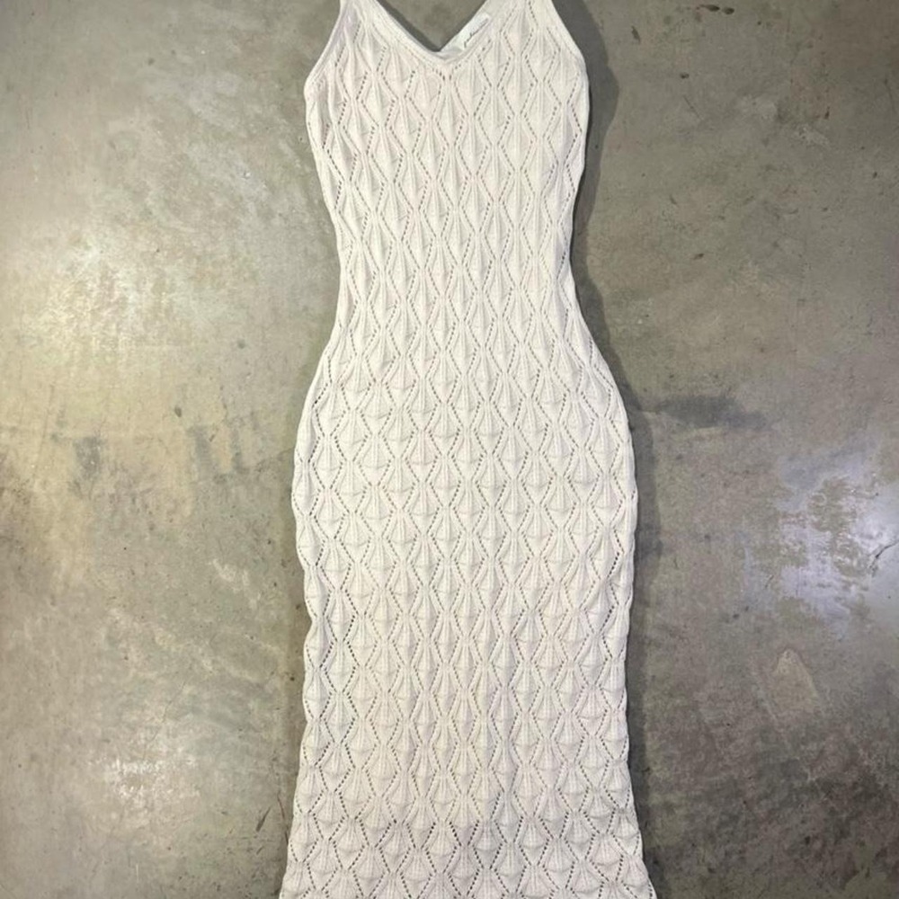 Cream/ivory crochet knit maxi dress